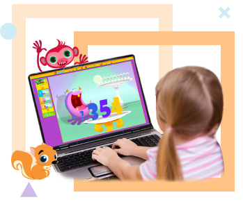 child plays online math games with Mathseeds